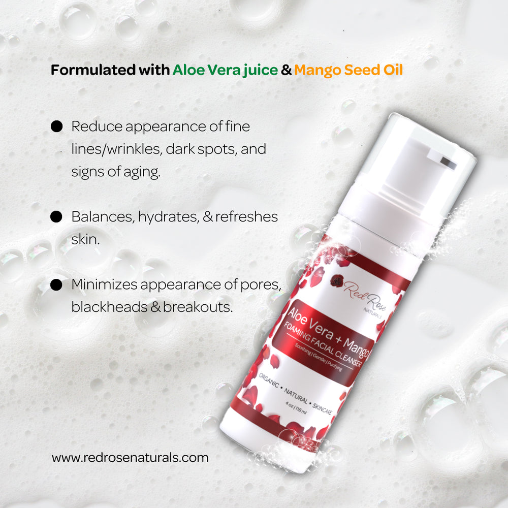 Aloe Vera + Mango Foaming Facial Cleanser – Red Rose Naturals